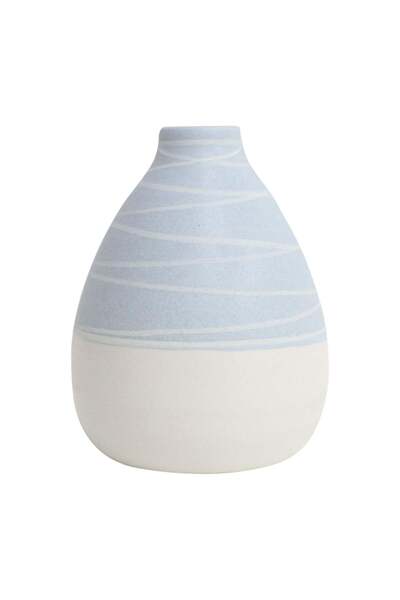 Sagebrook Home CER, 6" TRIBAL VASE , BLUE/WHT