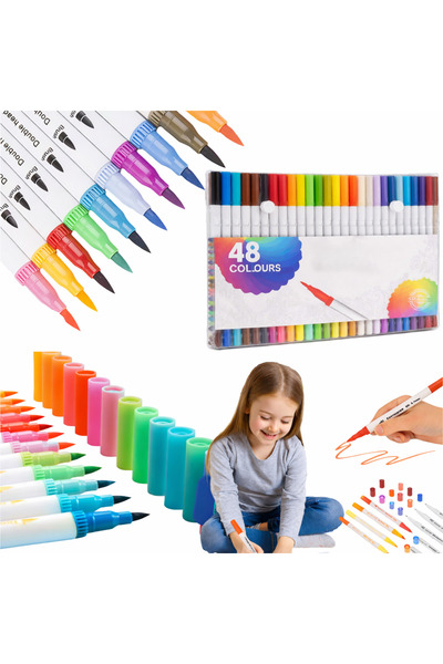 zola Set of 48 acrylic markers, 2 heads, 1–2 mm brush and 0.4 mm tip, water-b...