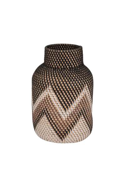 Sagebrook Home RATTAN, 13"H WOVEN CHEVRON VASE, MULTI