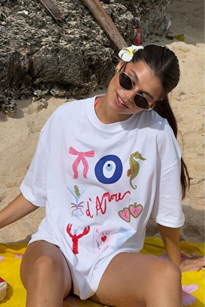 ZEMLİYA Γυναικείο μπλουζάκι με γραφικό σχέδιο σε μεγάλο μέγεθος – Casual stre...