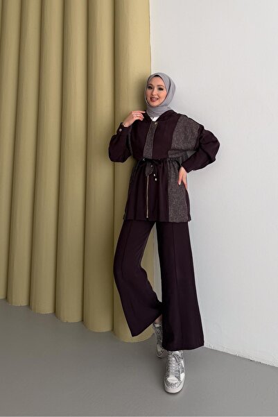 Rimel Moda طقم جيسن بيتكي باللون الأحمر الداكن