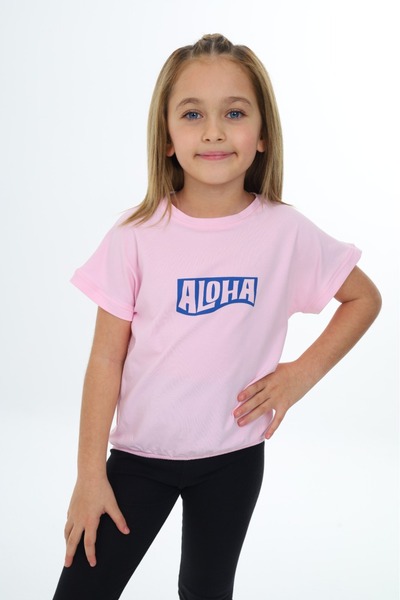 Toontoy Tricou cu mânecă scurtă pentru fete cu imprimeu guler rotund