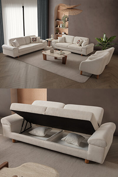 indes home Armada 3+3+1+1 Koltuk Takımı Krem
