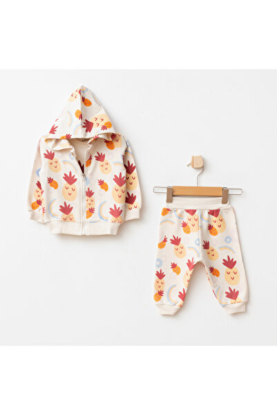 Aziz Bebe Baby Girl Pineapple Patterned Sweatshirt Pants T-Shirt 3-Piece Top ...