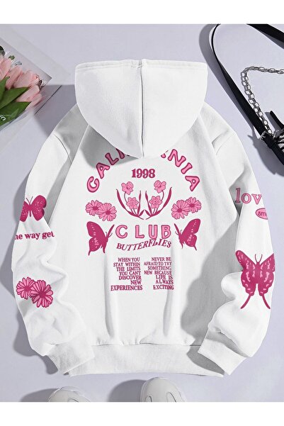 ZEMLİYA Φούτερ με κουκούλα – Τυπωμένο με σχέδιο Σκοτεινό Λουλούδι & Κρανίο