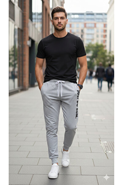 Pomaxi Just Do Run men's track pants, light gray