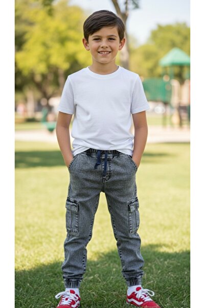 ADA YILDIZ KİDS Pantaloni cargo jogger pentru băieți, culoare afumată, 9/14 ani