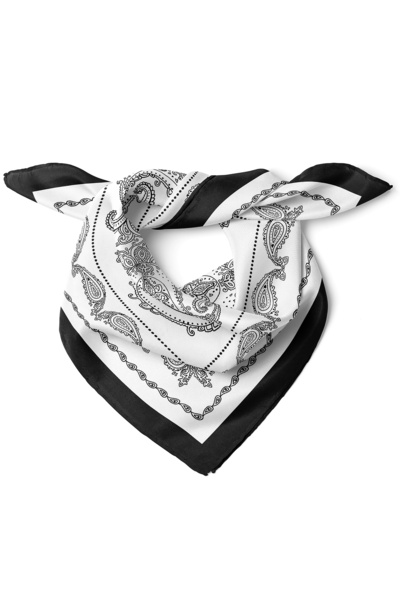 nehir eşarp Siyah Beyaz Şal Etnik Desen Fular Bandana 50x50 Cm