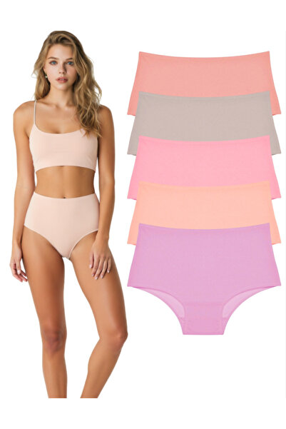 ARONA Women's Panties 5-Pack Colorful High-Waisted Flexible Comfortable Gathe...