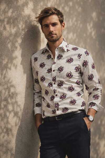 Louis Fabel Floral Long Sleeve Men's Shirt