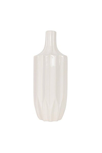 Sagebrook Home CER, 13" FLUTED VASE, WHITE