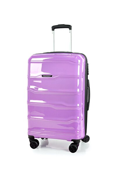 POLO&SKY Azra Model Lila Renk PP Polipropilen Kırılmaz Orta Boy Valiz Bavul