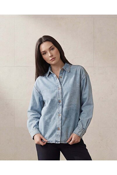 REDTAG Women Blue Denim Shirt