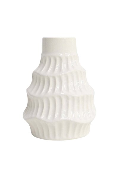 Sagebrook Home CER, 6" WAVY VASE, WHITE