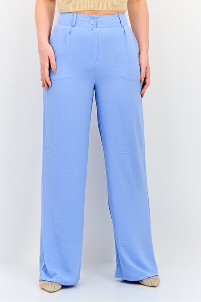 Ulyashova Women Regular Fit Plain Palazzo Pants, Light Blue
