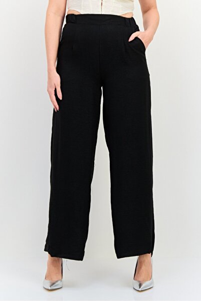 Ulyashova Women Regular Fit Plain Palazo Pants, Black