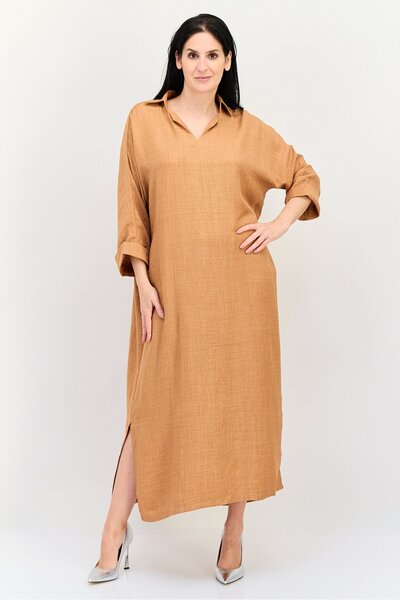 Ulyashova Women Plain Maxi Dress, Brown