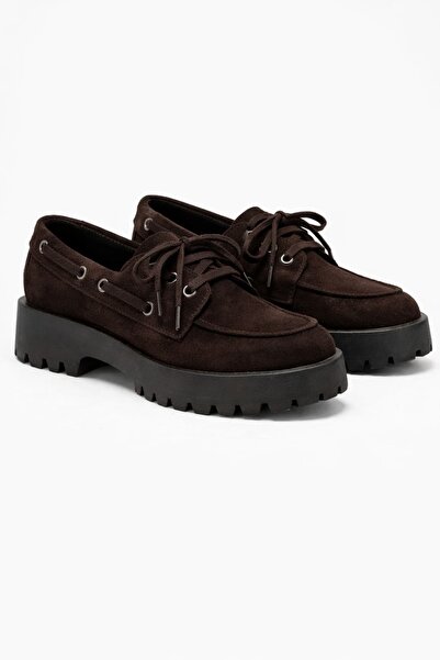 Lizy Shoes Women's Bitter Brown Suede Lace-Up Thick Sole Casual Shoes – Chunk...