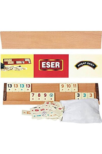 Lebron ESER Ahşap Okey Takımı - Klasik 4'lü Istaka Seti - Taş Saklama Torbalı