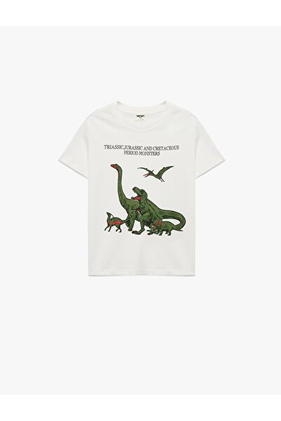 Koton Pamučna majica kratkih rukava sa dinosaurus printom i okruglim izrezom