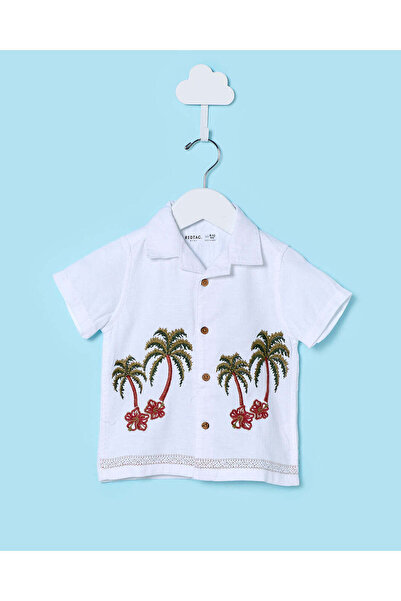 REDTAG Infant Boys White Embroidered Shirt