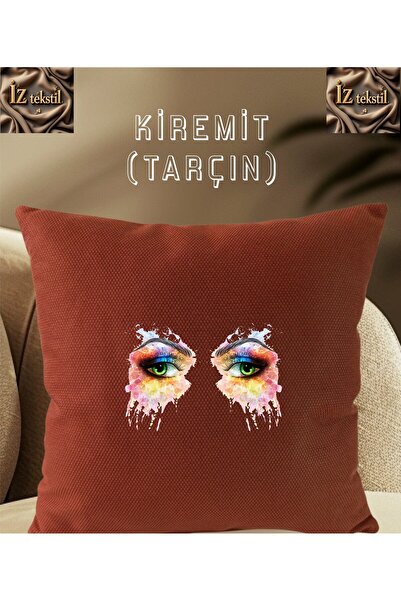 İZ WORTH WEARİNG Eyes Picture Printed Mosaic Patterned Cinnamon Colored Kirle...