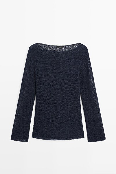 Massimo Dutti Pamuk karışımlı geniş yaka triko kazak