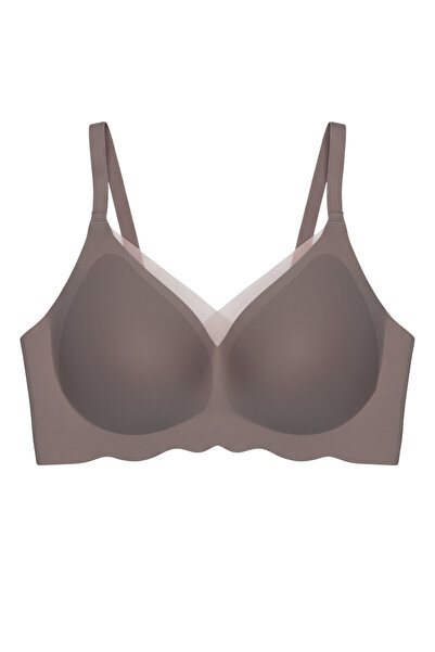 Cottonhill Seamless Bra - Touch |   Brown Laser Cut Seamless Tulle and Wave D...