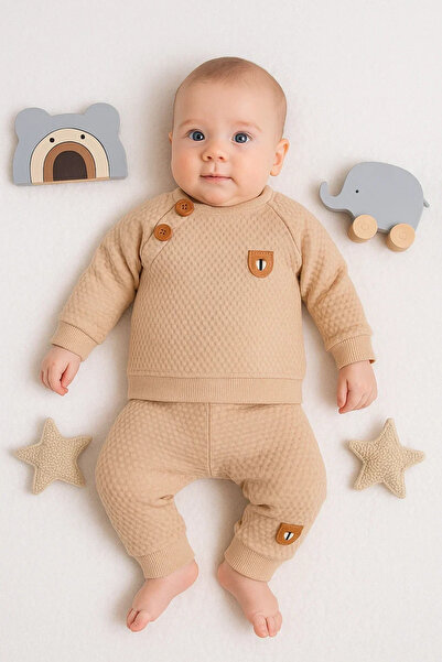 DMR Elegance Jacquard Buttoned Shoulder 2-Piece Baby Boy Set