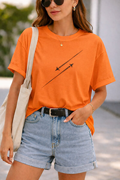 ArtYus Jet Airplane Printed Cotton Relaxed Fit Round Neck Unisex T-Shirt