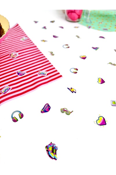 Flu Party Back to the 80's - Neon Retro 80's Themed Mini Table Confetti