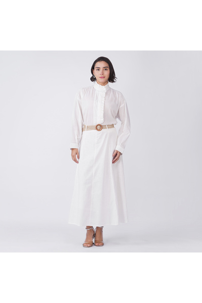 LINELLE White Cotton Poplin Shirt & Skirt Co-Ord Set