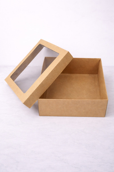 Ege Concept Life Asetat Kapaklı Kraft Cheesecake Kutusu 30x30x10 cm | Taşıma ...