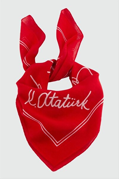 ZERO LAND SNMSWRLD باندانا أتاتورك موقعة D منقوش مقاس 50*50 (51233) - أحمر