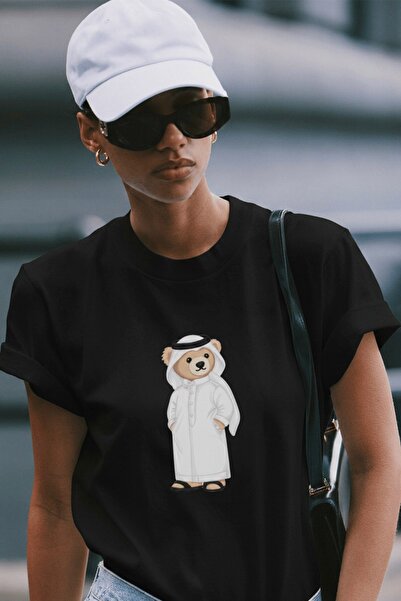 The Champ Clothing Жіноча футболка Oversize Qatari Bear White з принтом Чорна...