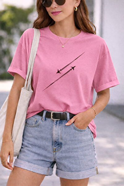 ArtYus Jet Airplane Printed Cotton Relaxed Fit Round Neck Unisex T-Shirt