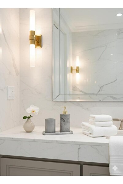 BeeCandleHome Gri Mermer Desenli Banyo seti