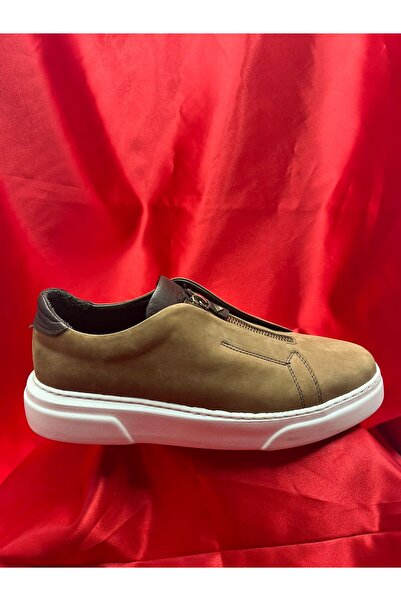 VEYİS USTA Men's Comfortable Daily Use Genuine Nubuck Leather with Elastic Front