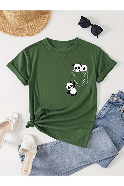 uyguntarz Unisex Pocket Panda Printed Design Tshirt