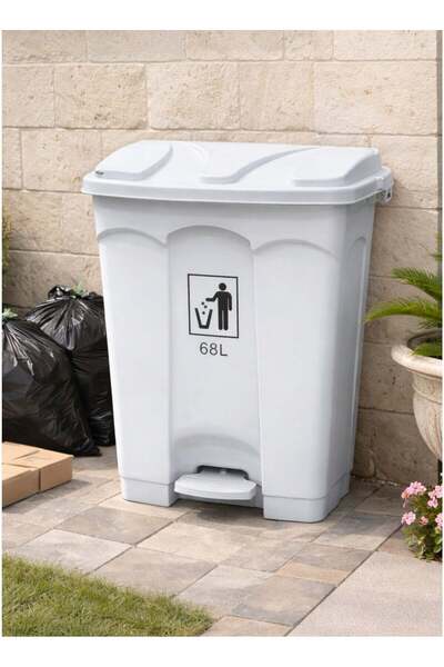 ALQANNAS 68L Plastic Pedal Trash Can with Lid, Heavy-Duty Plastic Garbage Bin...