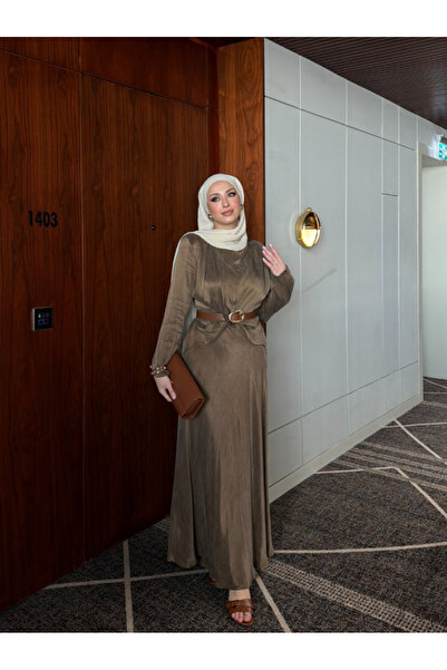 GK İpek Cupra Kemerli Elbise