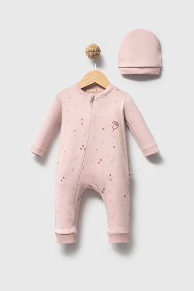 Bubbles %100 ORGANİK PAMUK BALLOON BASKI FERMUARLI UNİSEX BEBEK TULUM