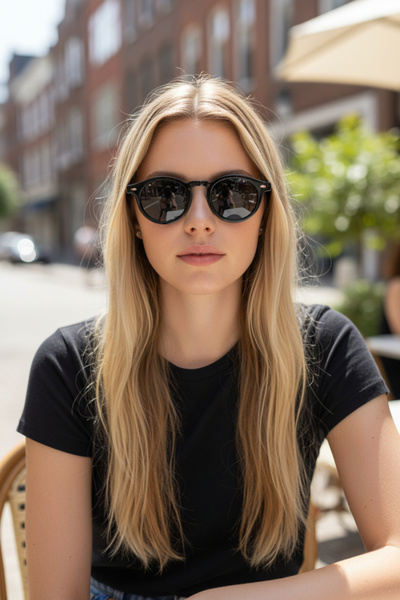 De Valentini Round Model Bone Unisex Sunglasses