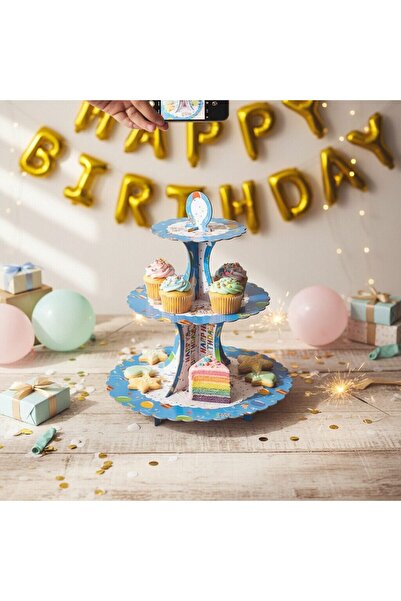 OEM Cardboard cake stand with 3 levels, Happy Birthday, total height 36 cm, 2...