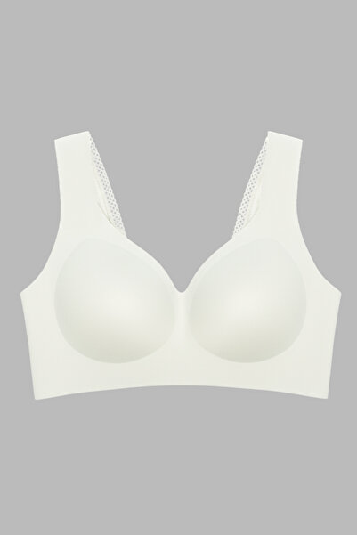 Cottonhill Seamless Bra - Lace |   Cream Laser Cut Seamless Lace Detailed Wom...