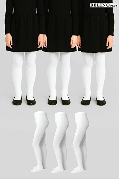 yelken tekstil Момичешки бели непрозрачни чорапи до коляното, 3-пакет
