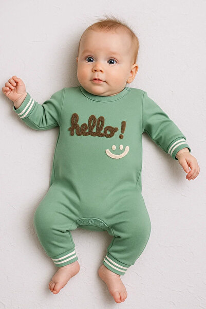 Generic Brand Hello Embroidered 100% Cotton Baby Boy Jumpsuit