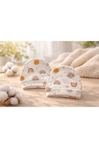 Miniday Baby Newborn Set of 2 Baby Hat Set 100% Cotton