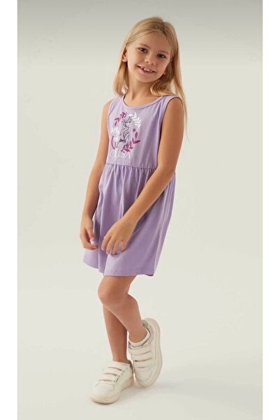 Disney Frozen Frozen - Elsa Baskılı Kız Çocuk Elbise