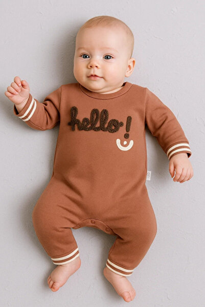 Generic Brand Hello Embroidered 100% Cotton Baby Boy Jumpsuit
